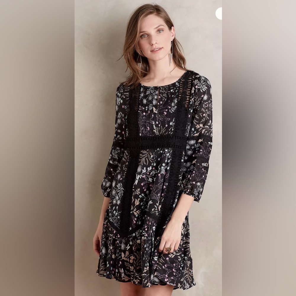 Moulinette Soeurs Black Floral Long Sleeve Dress